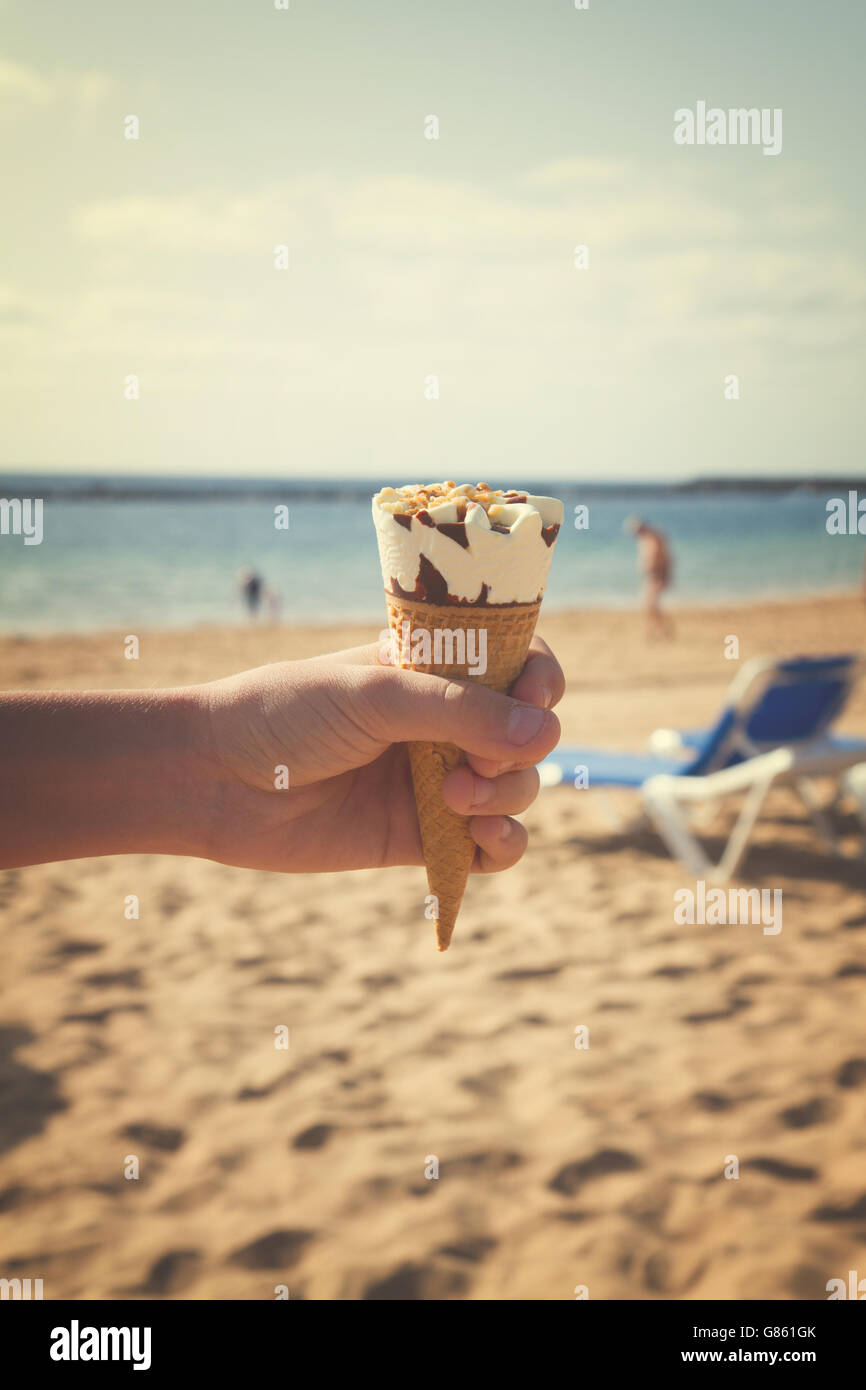 ice cream on beach Stock Photo Alamy