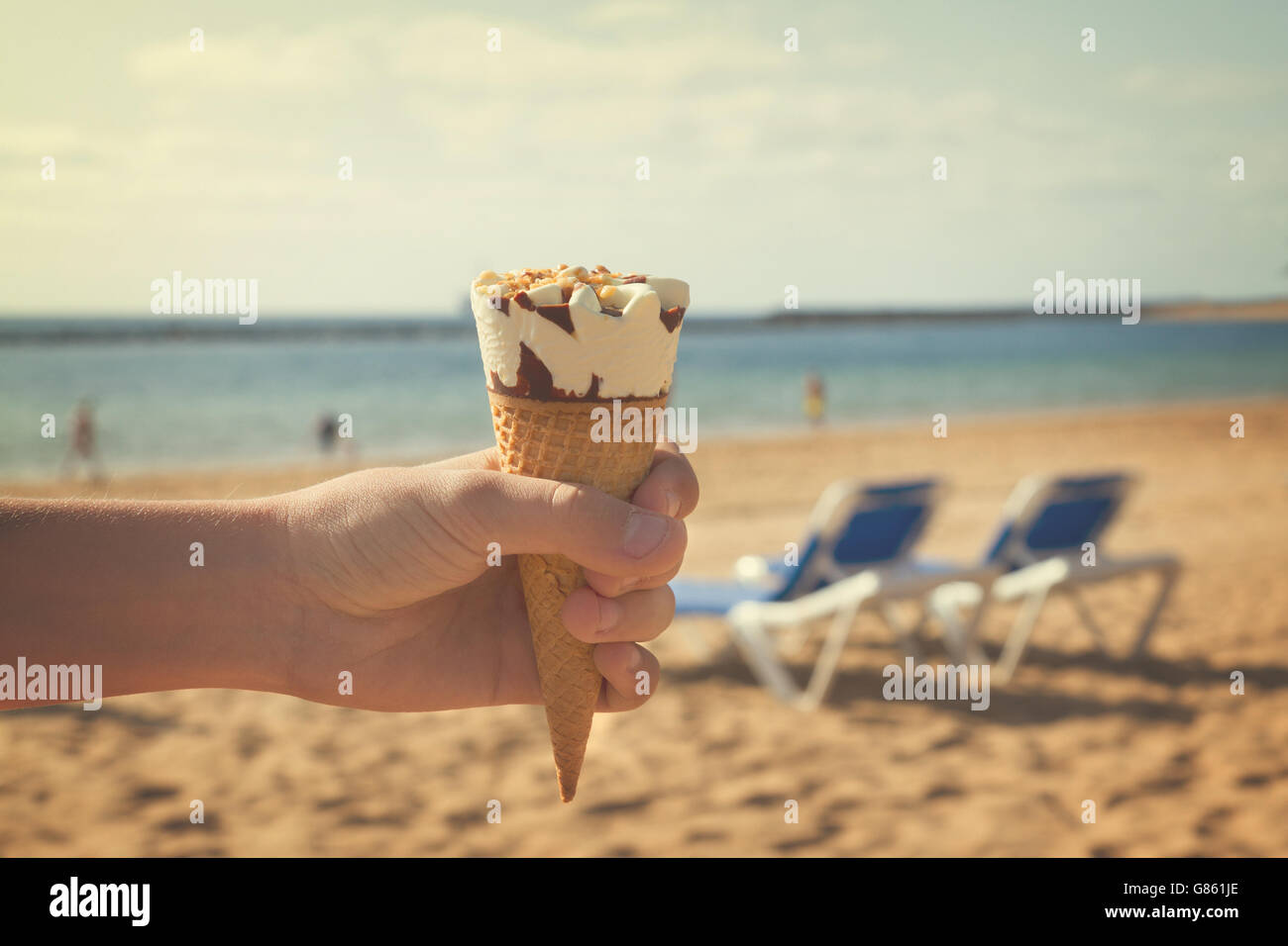 ice cream on beach Stock Photo Alamy