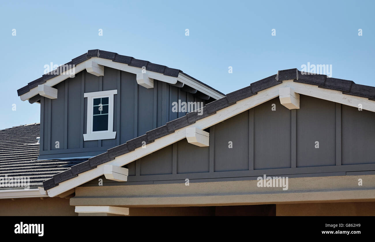 Dormer roof gable new home construction architectural design Stock Photo