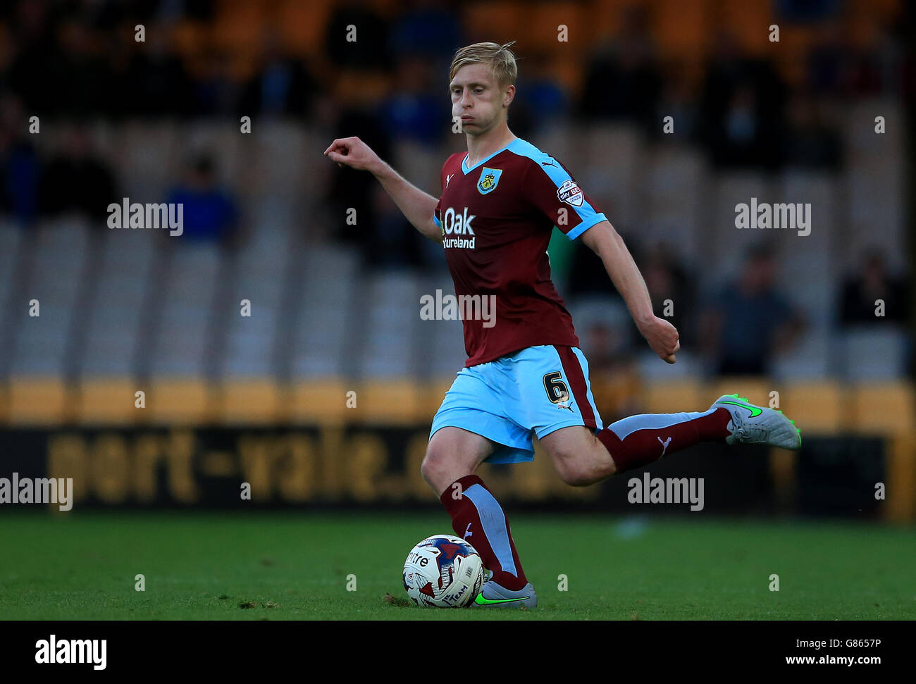 Burnley's Ben Mee during the Capital One Cup, First Round match at Vale Park, Stoke-on-Trent. Stock Photo
