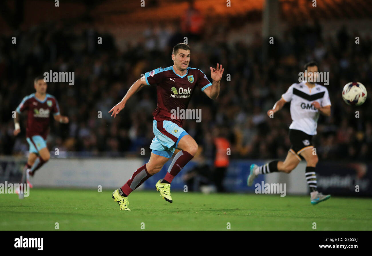 Burnley's Sam Vokes during the Capital One Cup, First Round match at Vale Park, Stoke-on-Trent. Stock Photo