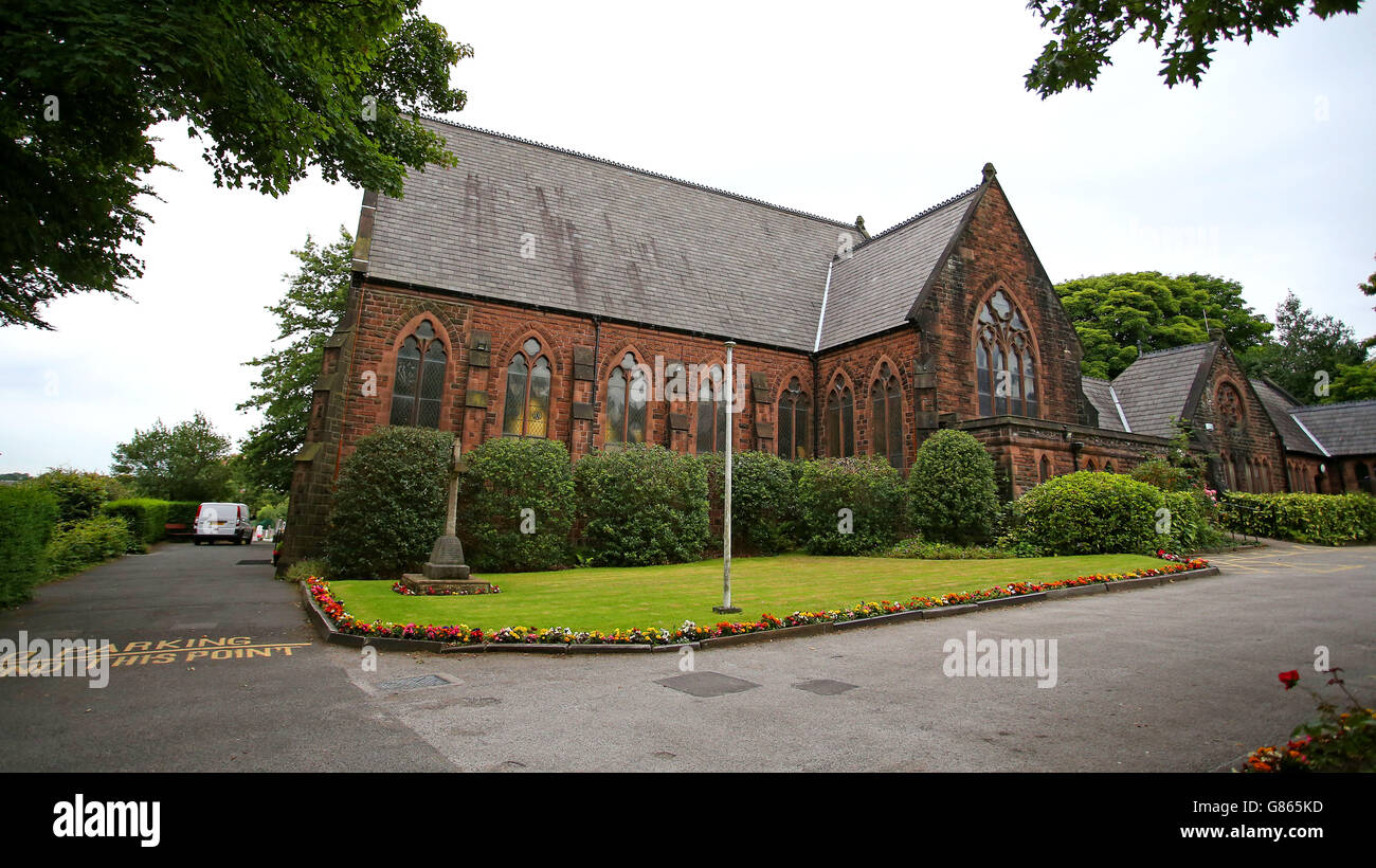 St Mary's Catholic Church in Woolton Village, Liverpool, where Cilla Black's funeral will take place next week. Stock Photo