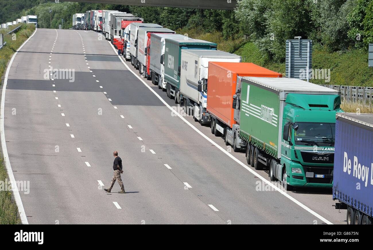 Lorry stack motorway hi-res stock photography and images - Alamy