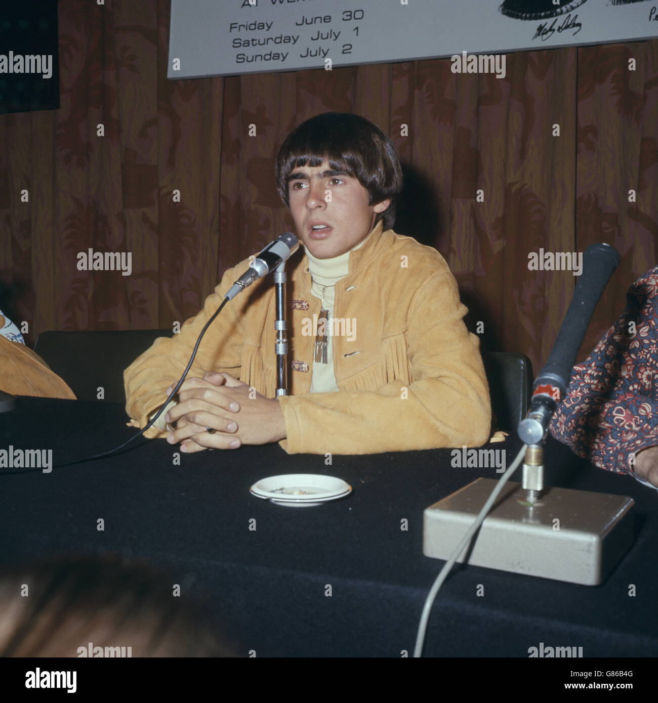 Davy Jones, originally from Manchester, of The Monkees pictured during a press reception for the American band at the Royal Garden Hotel, Kensington, London. The band are playing Wembley for 3 nights. Stock Photo