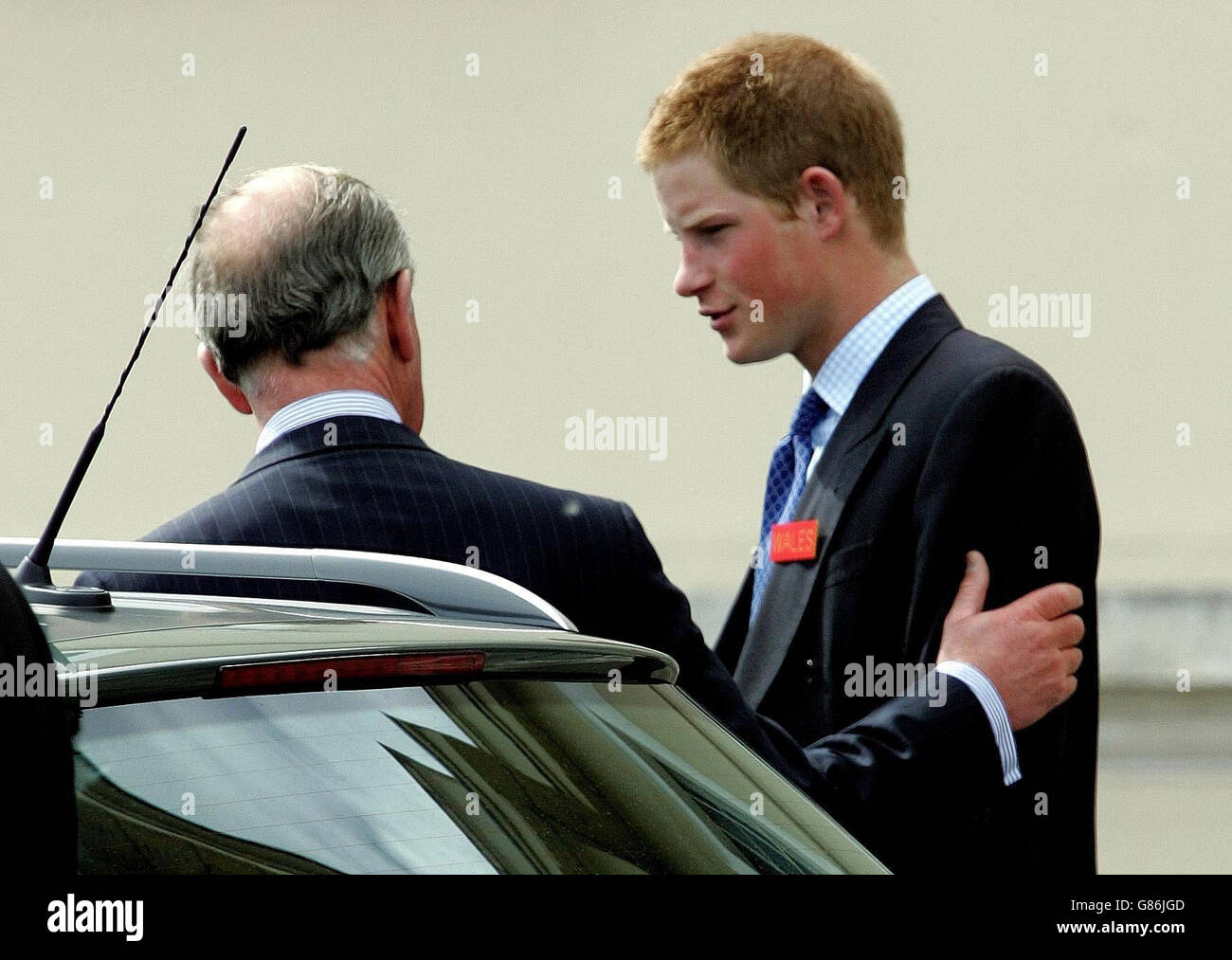 Prince Harry arrives at Sandhurst Military College Stock Photo