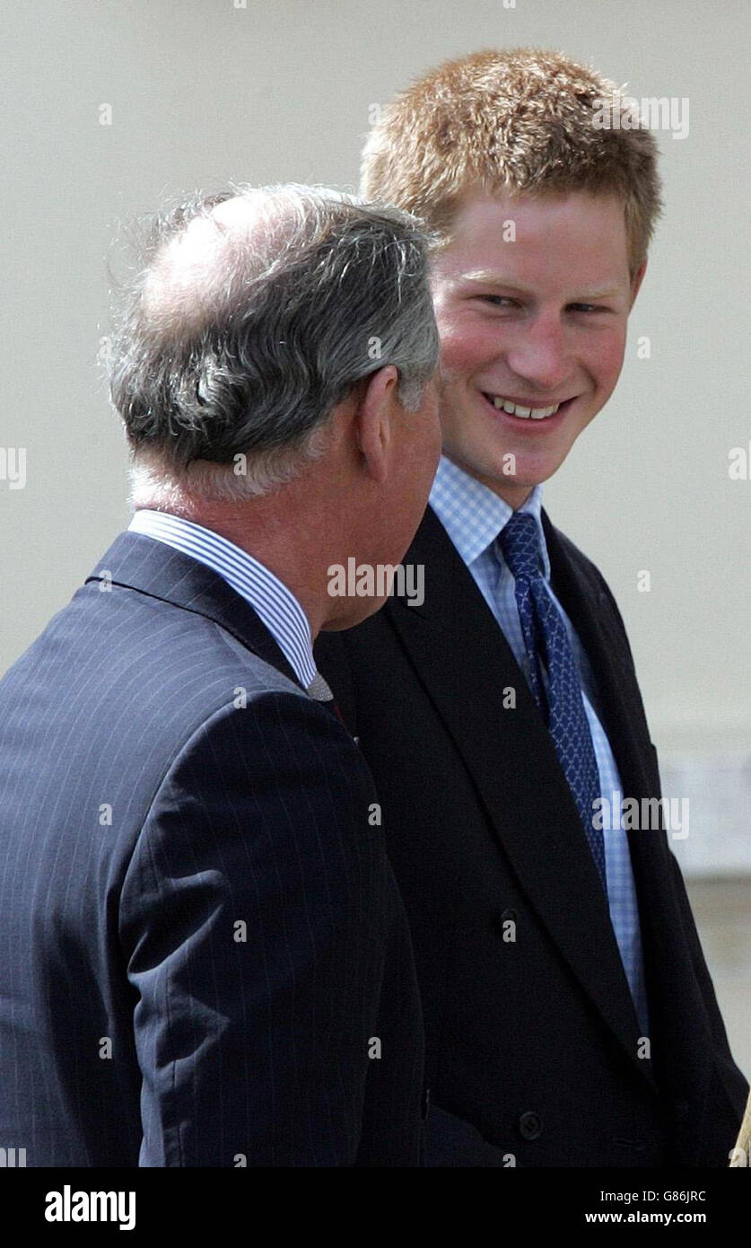 Prince Harry and The Prince of Wales arrive for the 20 year old to