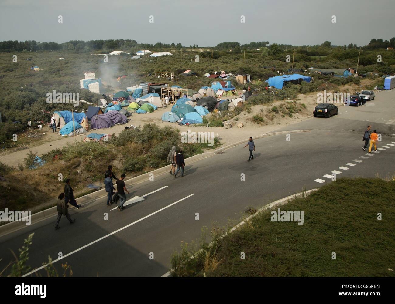 A view of the migrant camp known as the new Jungle in Calais, France