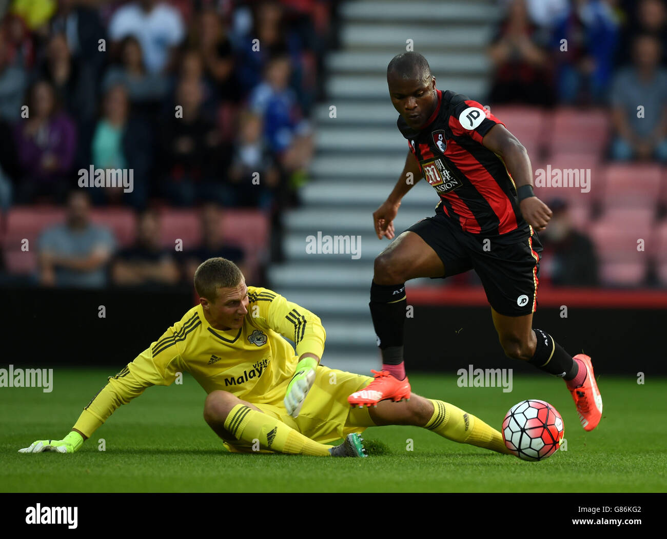Tukelo Ranti Bournemouth's Tokelo Rantie gets away from Cardiff City's Simon Moore ...