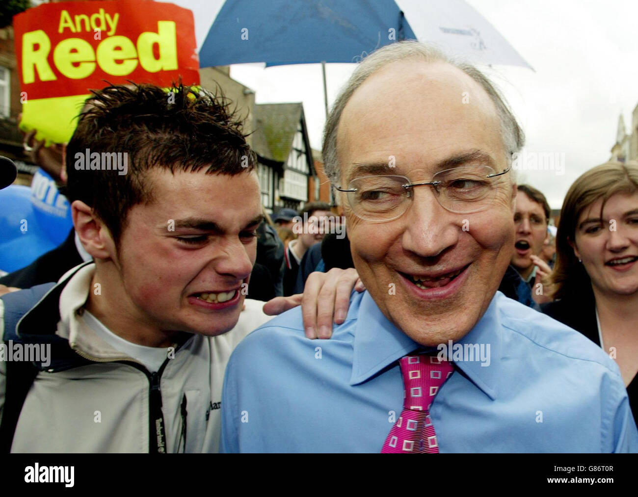 Conservative leader Michael Howard is apprpached by a member of the public. Stock Photo