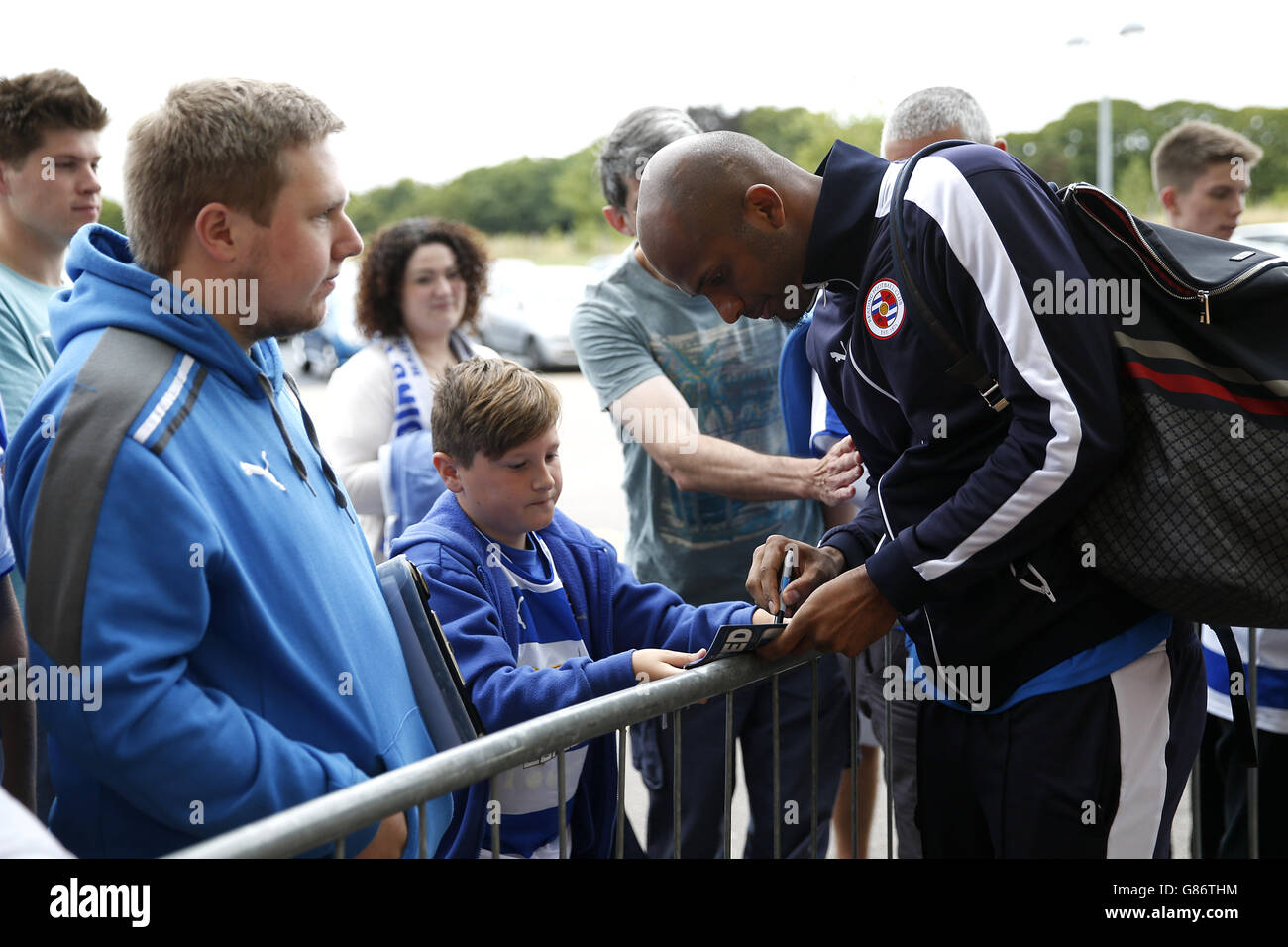 Reading goalkeeper Ali Al-Habsi signs autographs at the Weston Homes Community Stadium Stock Photo