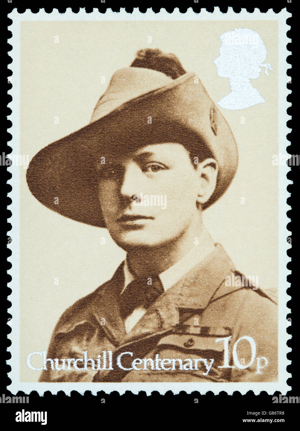 A Postage Stamp Of Winston Churchill Of Great Britain Stock Photo