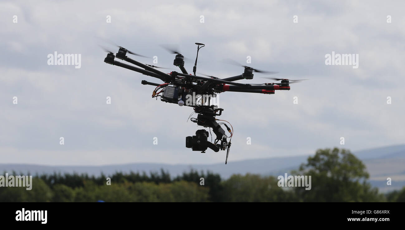 An Octocopter type drone is launched at the inaugural Unmanned Aircraft  Association of Ireland (UAAI) Meet the Drones showcase event at Weston  Airport in Lucan Co Dublin Stock Photo - Alamy