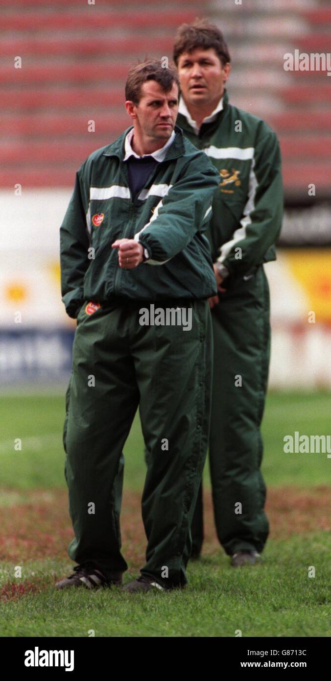 Carel du Plessis, South African coach with his assistant Gert Smal Stock Photo