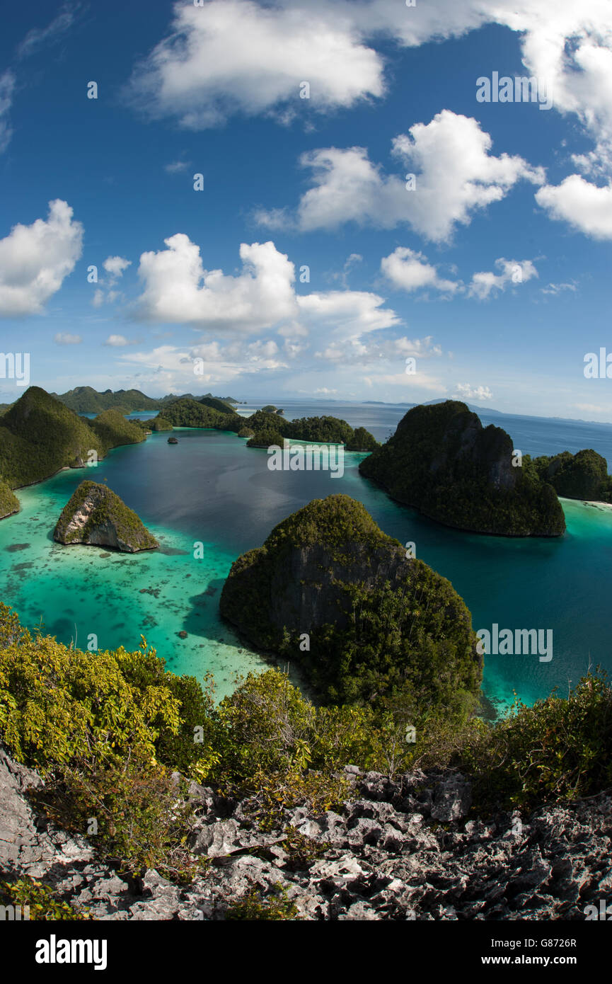 Tropical islands and bays, Sorong, West Papua, Indonesia Stock Photo