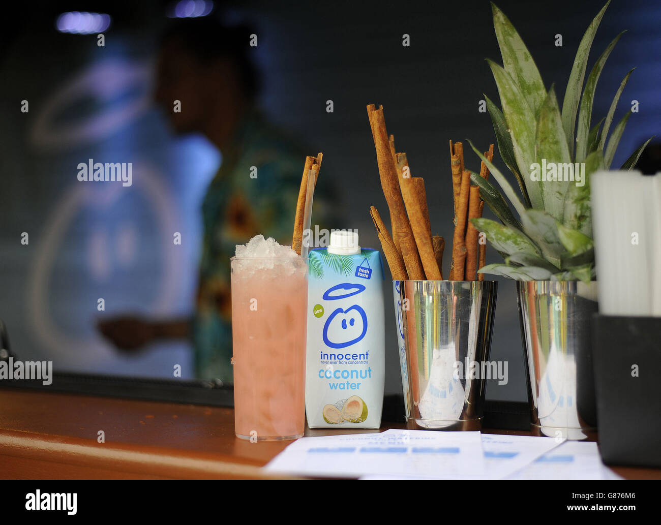 A coconut mocktail at the Innocent drinks' Coconut Watering Hole at