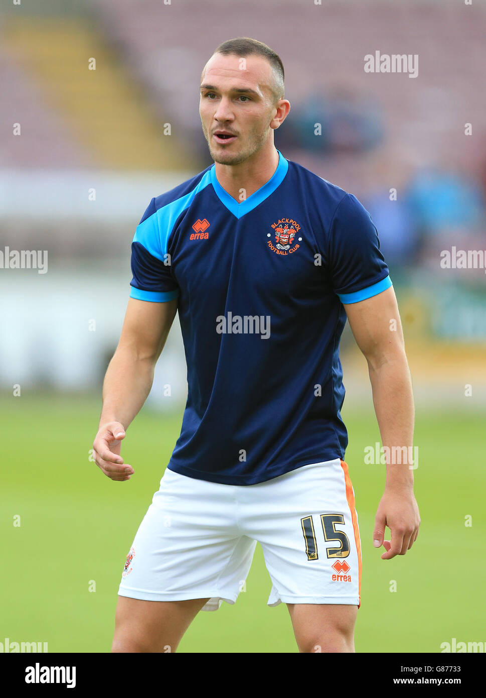 Blackpools Tom Aldred During Pre Match Training Hi-res Stock 