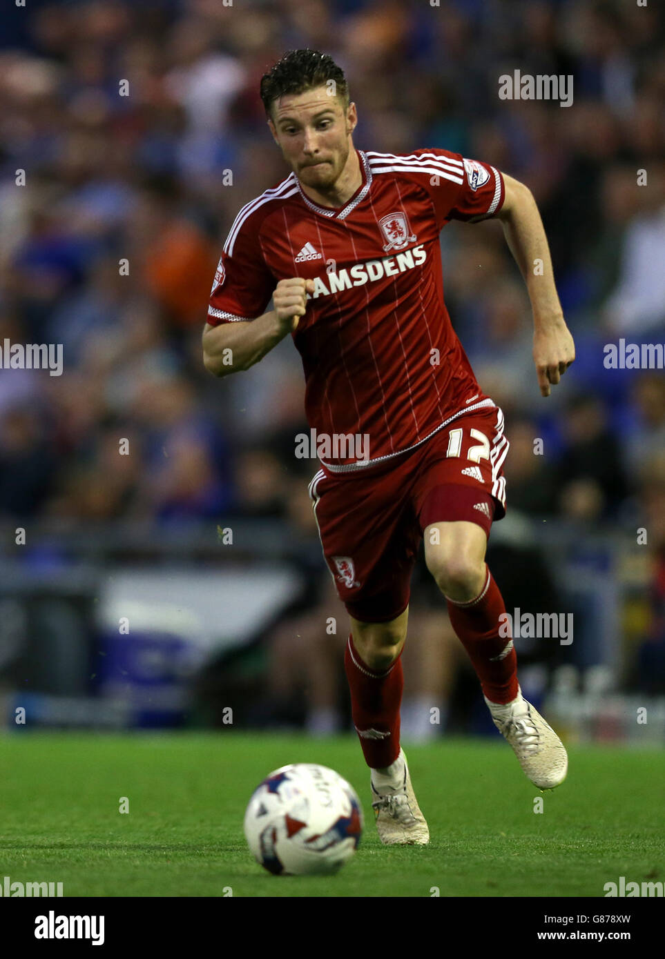 Middlesbrough's James Husband during the Capital One Cup, First Round match at Boundary Park, Oldham. PRESS ASSOCIATION Photo. Picture date: Wednesday August 12, 2015. See PA story SOCCER Oldham. Photo credit should read: Simon Cooper/PA Wire. No use with unauthorised audio, video, data, fixture lists, club/league logos or "live" services. Online in-match use limited to 45 images, no video emulation. No use in betting, games or single club/league/player publications. Stock Photo