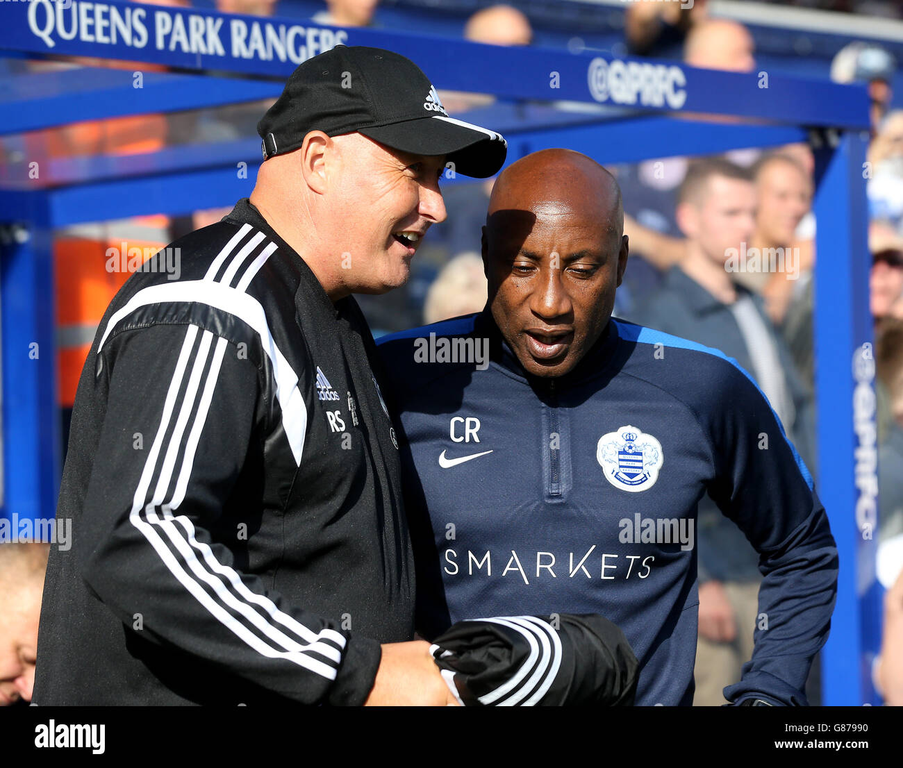 Cardiff City manager Russell Slade with Queens Park Rangers manager ...