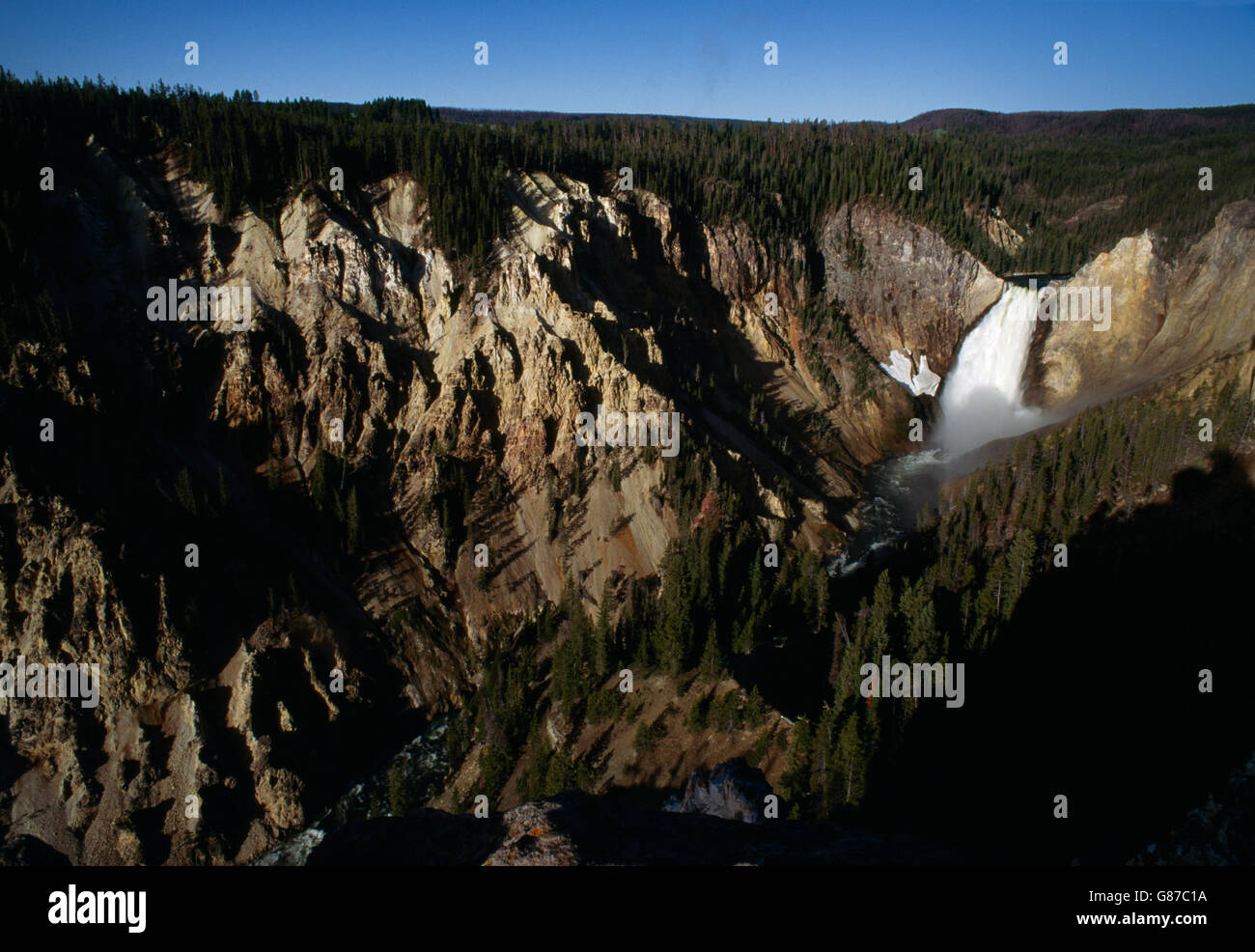 lower falls from lookout point yellowstone national park wyoming usa Stock Photo