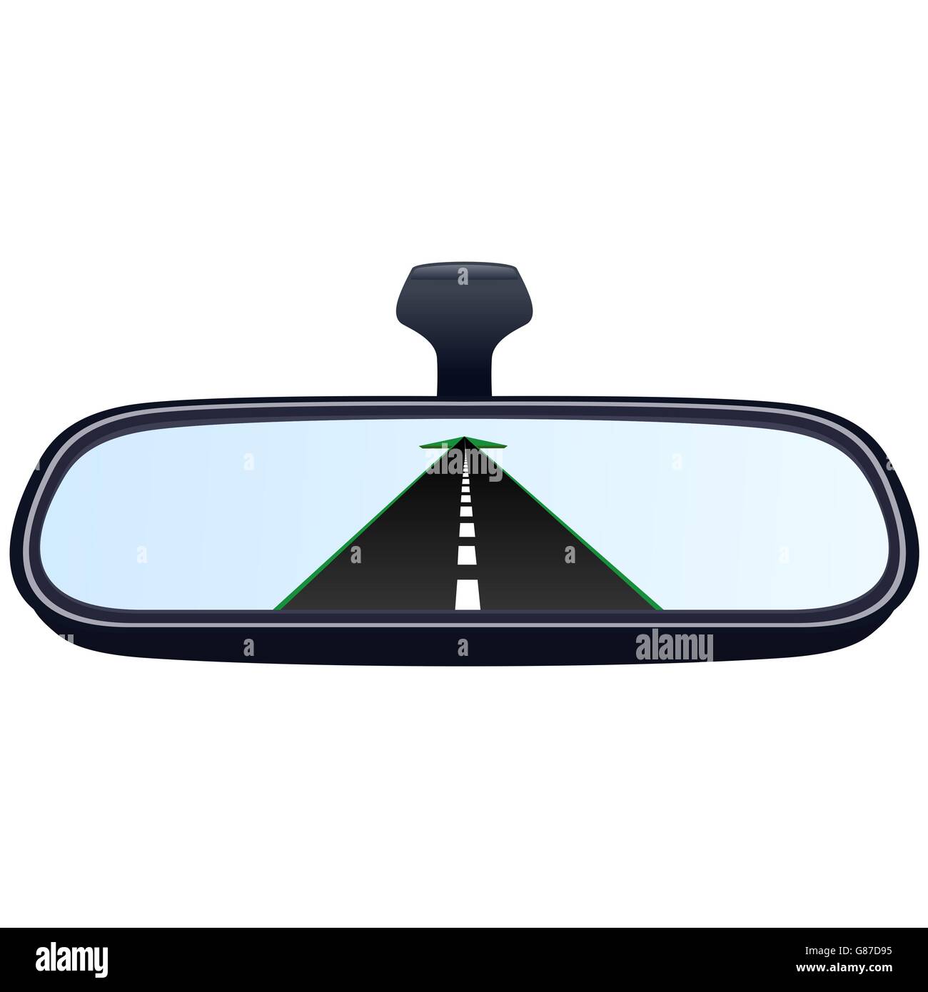 Reflection of the highway in a car mirror. The illustration on a white background Stock Photo