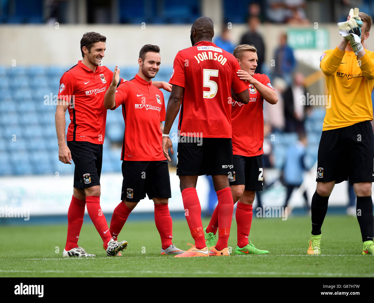 Coventry City's Adam Armstrong celebrates scoring his team's fist goal