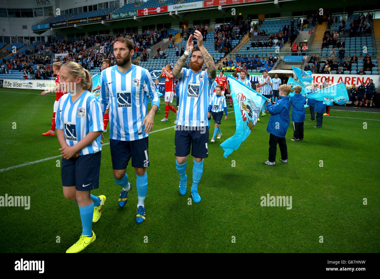 Flag bearers provide a guard of honour as Coventry City and Crewe