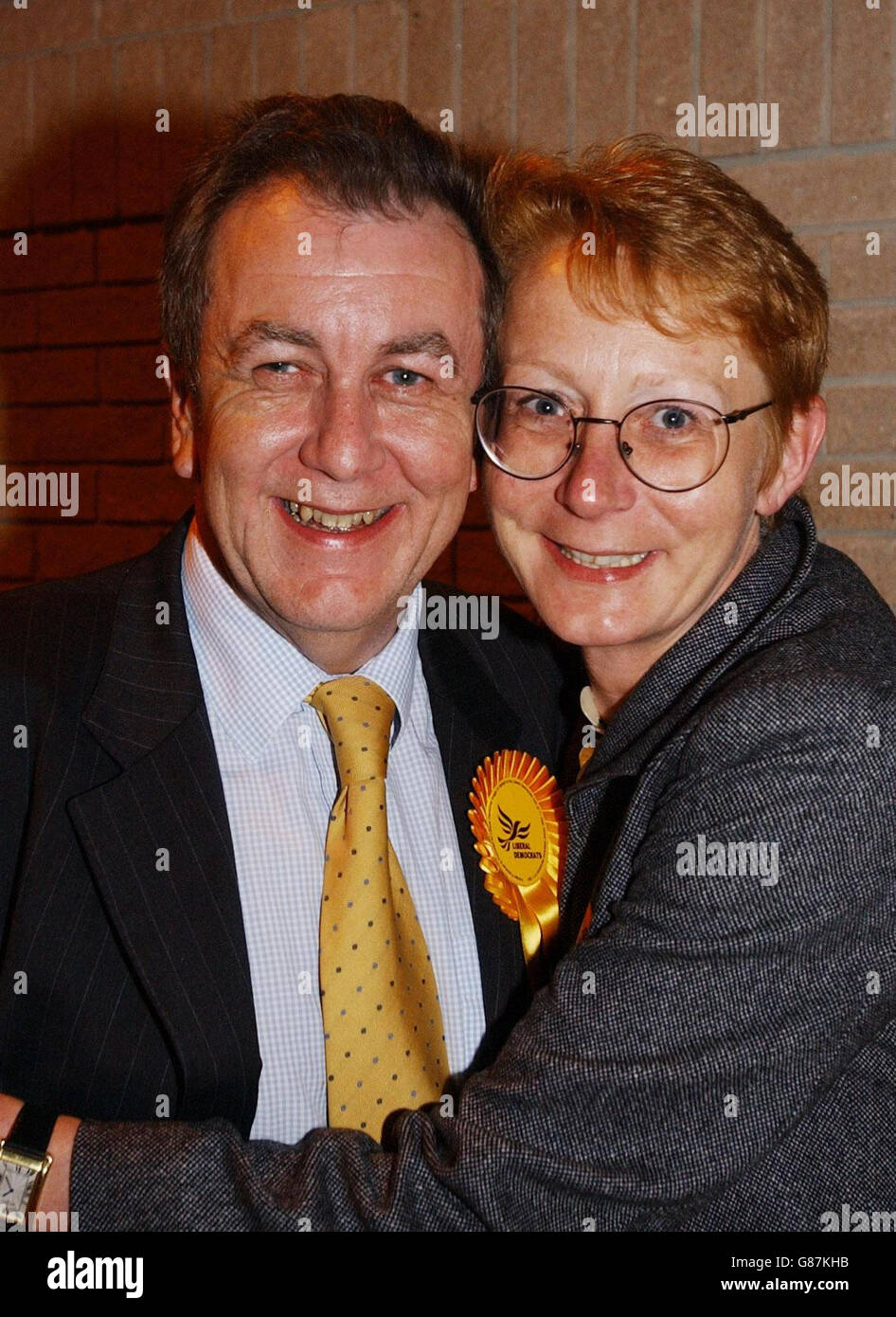 Liberal democrat adrian sanders with his wife alison hires stock