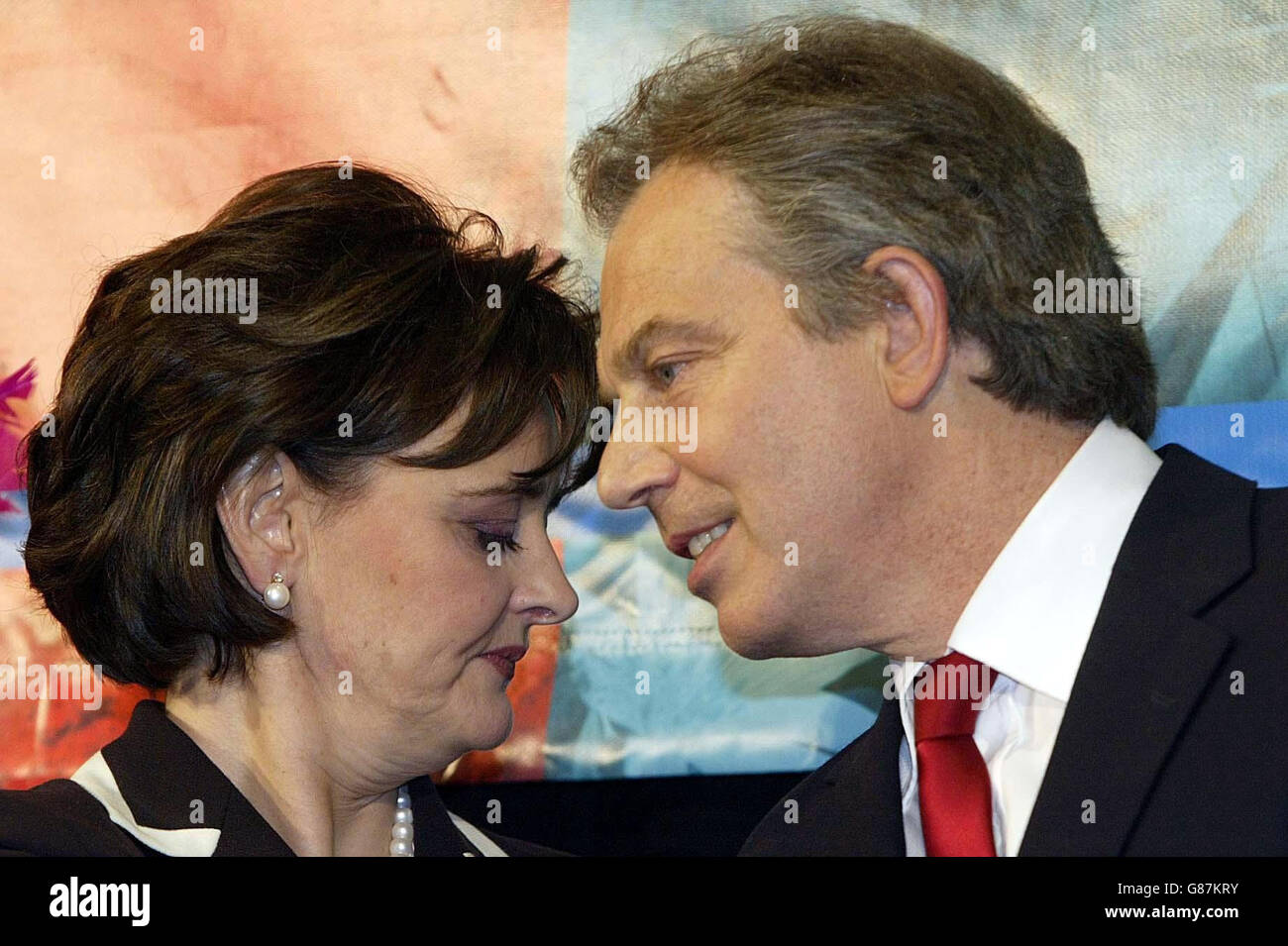 British Prime Minister Tony Blair with his wife Cherie after being