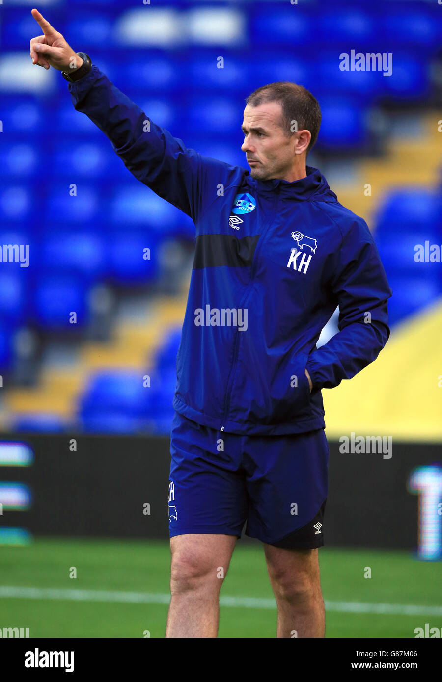 Derby County Head of Physical Performance Karl Halabi during the Sky Bet Championship match at St Andrews, Birmingham. Stock Photo