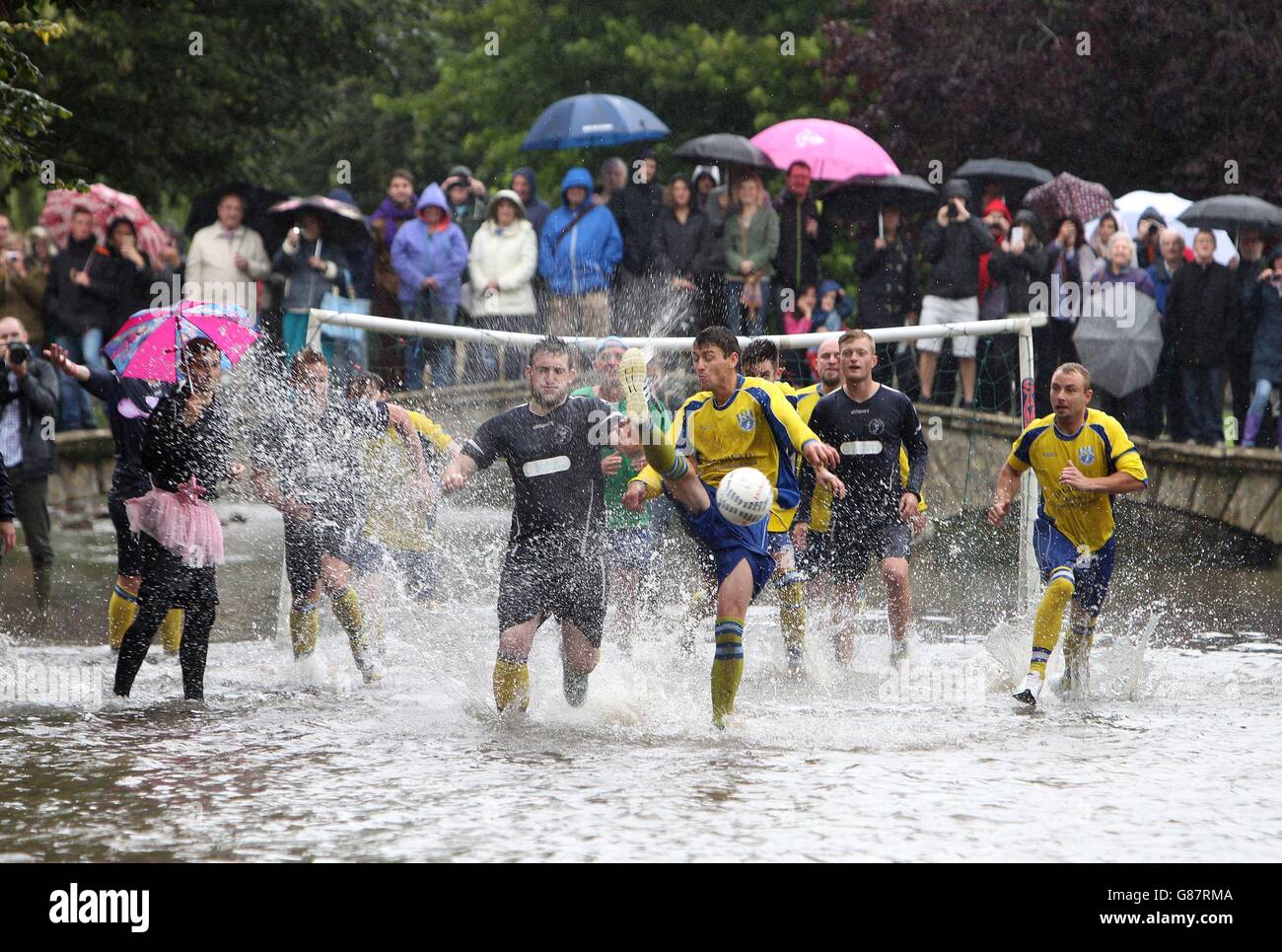 Teams from Bourton Rovers play each other in the annual traditional