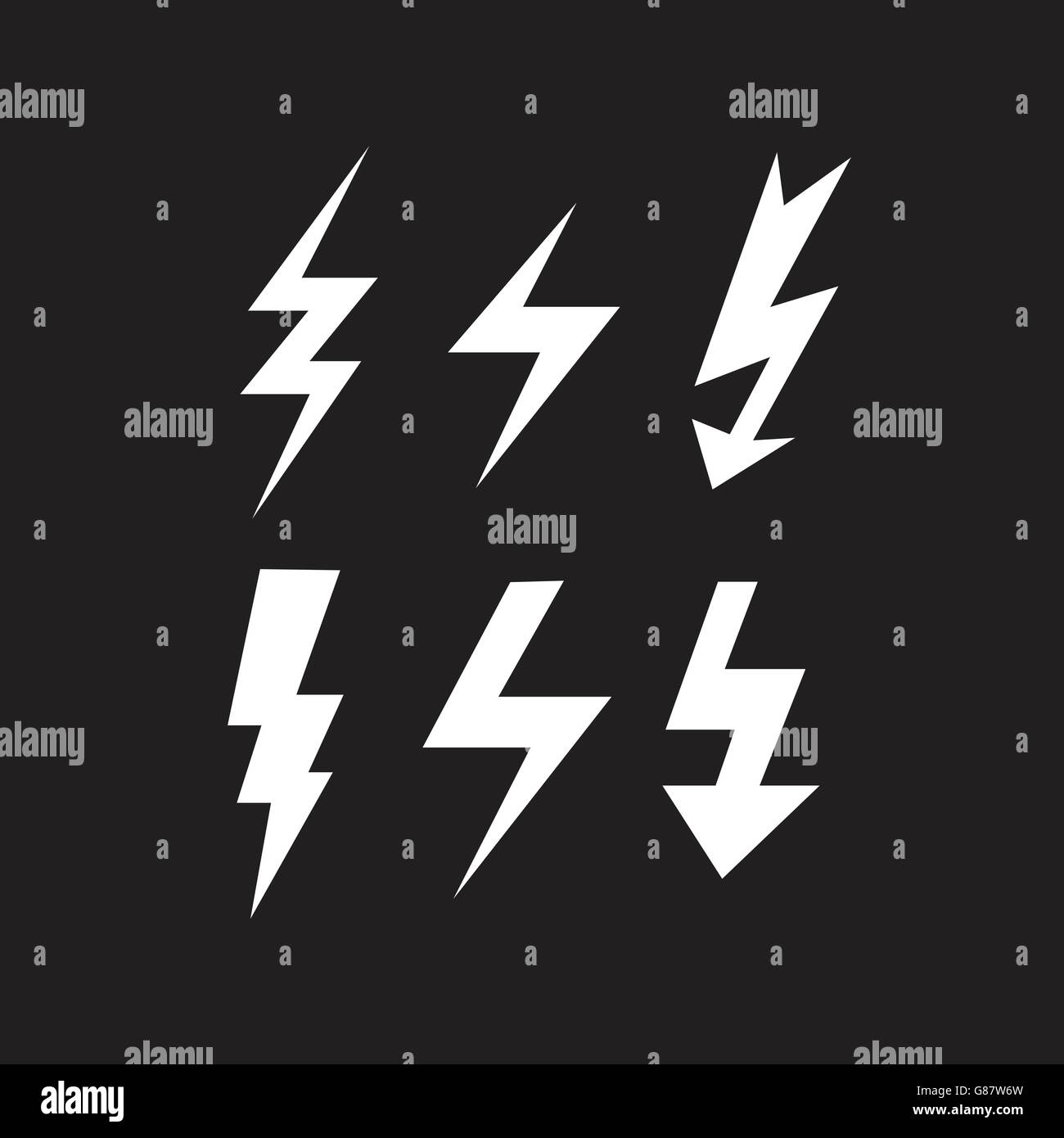 set of thunder bolts Stock Vector