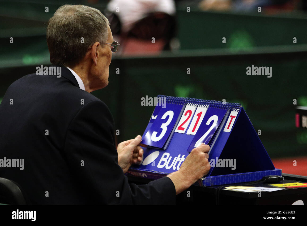 A match official makes a note of the score at the table tennis during the Sainsbury's 2015