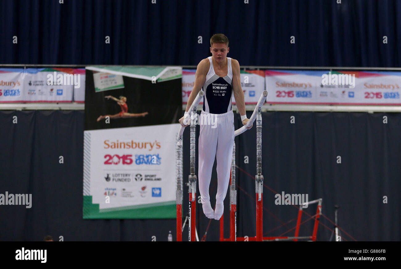 Scotland's Pavel Karnejenko on the horizontal bar in the gymnastics during the Sainsbury's 2015 School Games in Manchester. PRESS ASSOCIATION Photo. Picture date: Saturday September 5, 2015. Photo credit should read: Steven Paston/PA Wire Stock Photo