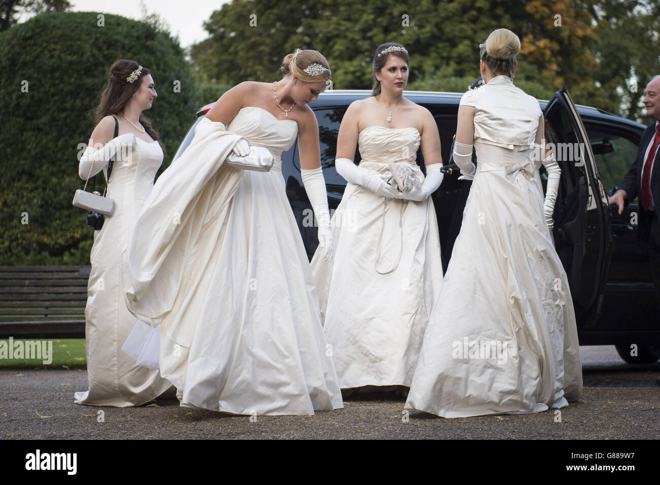 Debutantes arrive at the Queen Charlotte's Ball, in Kensington Palace