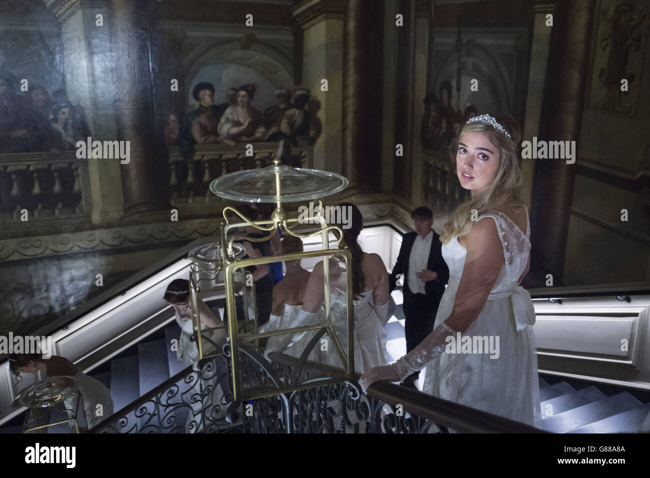 Debutantes queue on the King's Staircase at the Queen Charlotte's Ball ...