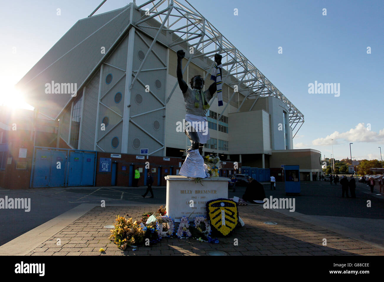 Billy Bremner statue outside Elland Road Stadium before the Sky Bet