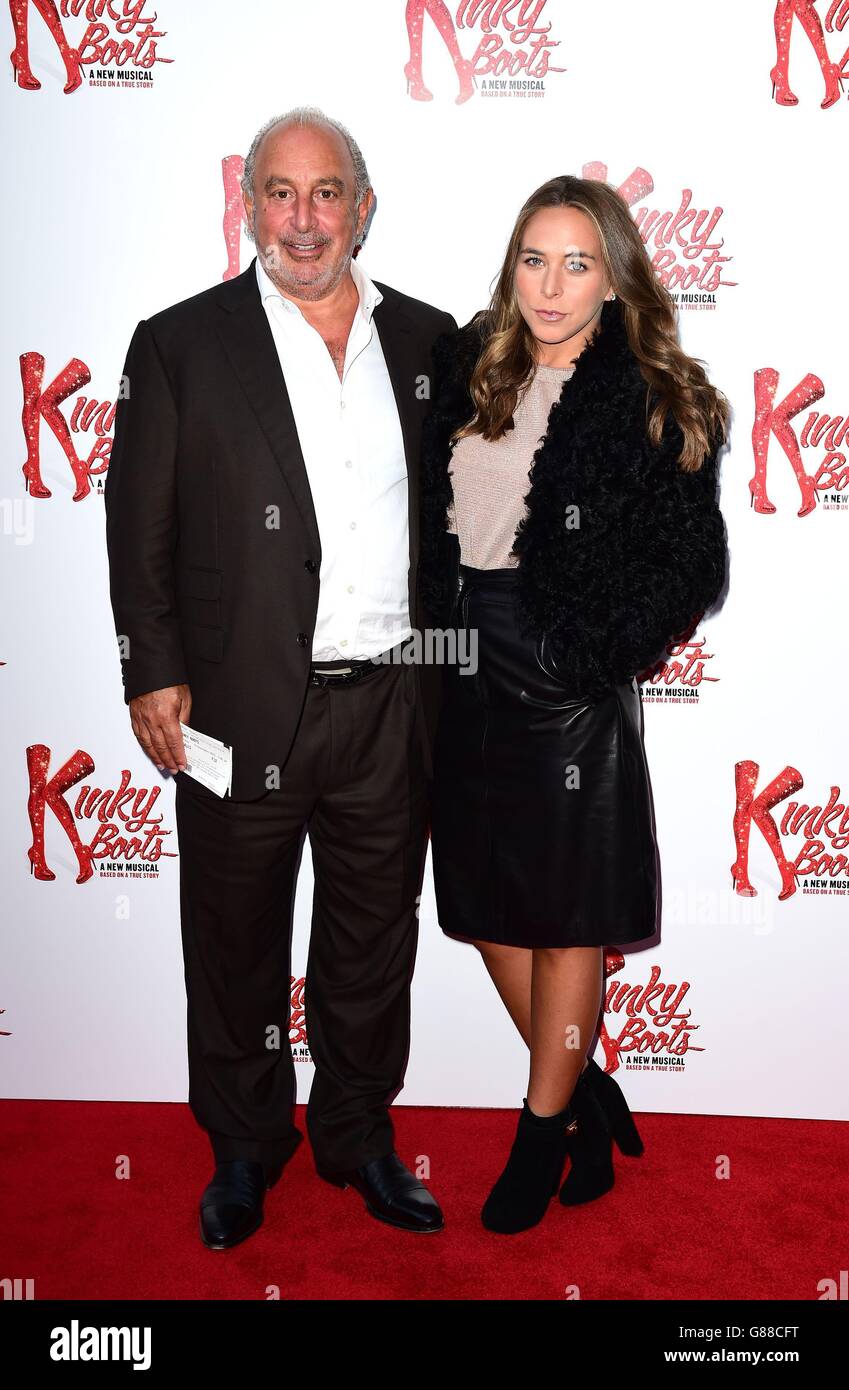 Sir Philip Green and daughter Chloe attending the press night of Kinky Boots at the Adelphi Theatre in London. Stock Photo