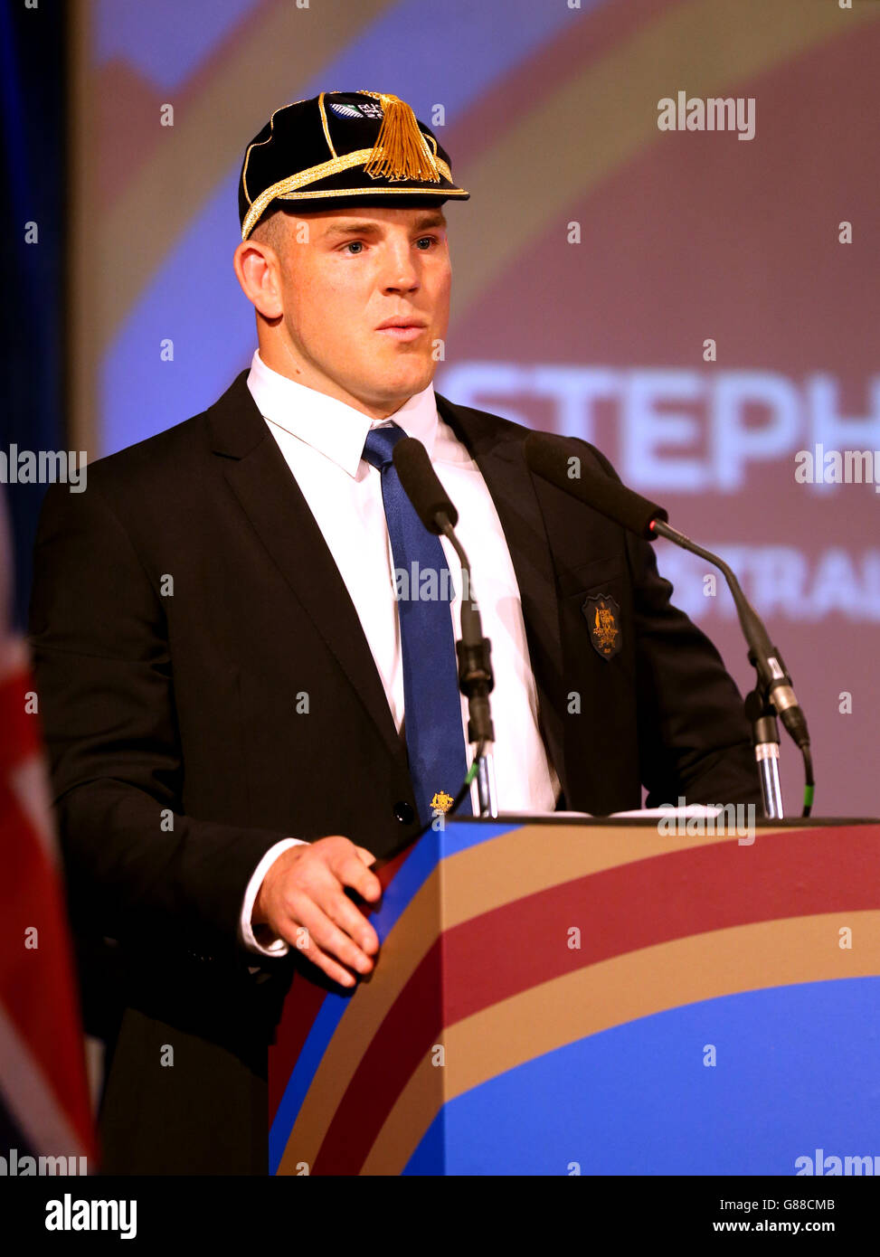 Rugby Union - Australia Welcome Ceremony - The Assembly Rooms. Australia captain Stephen Moore during the welcome ceremony at The Assembly Rooms, Bath. Stock Photo