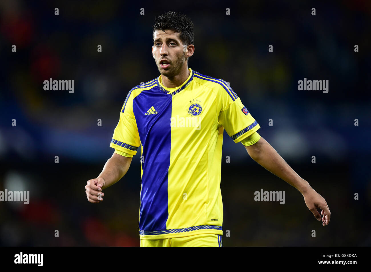 Maccabi Tel Aviv's Dor Micha during the UEFA Champions League match at Stamford Bridge, London. PRESS ASSOCIATION Photo. Picture date: Wednesday September 16, 2015. See PA story SOCCER Chelsea. Photo credit for should read: Adam Davy/PA Wire. Stock Photo