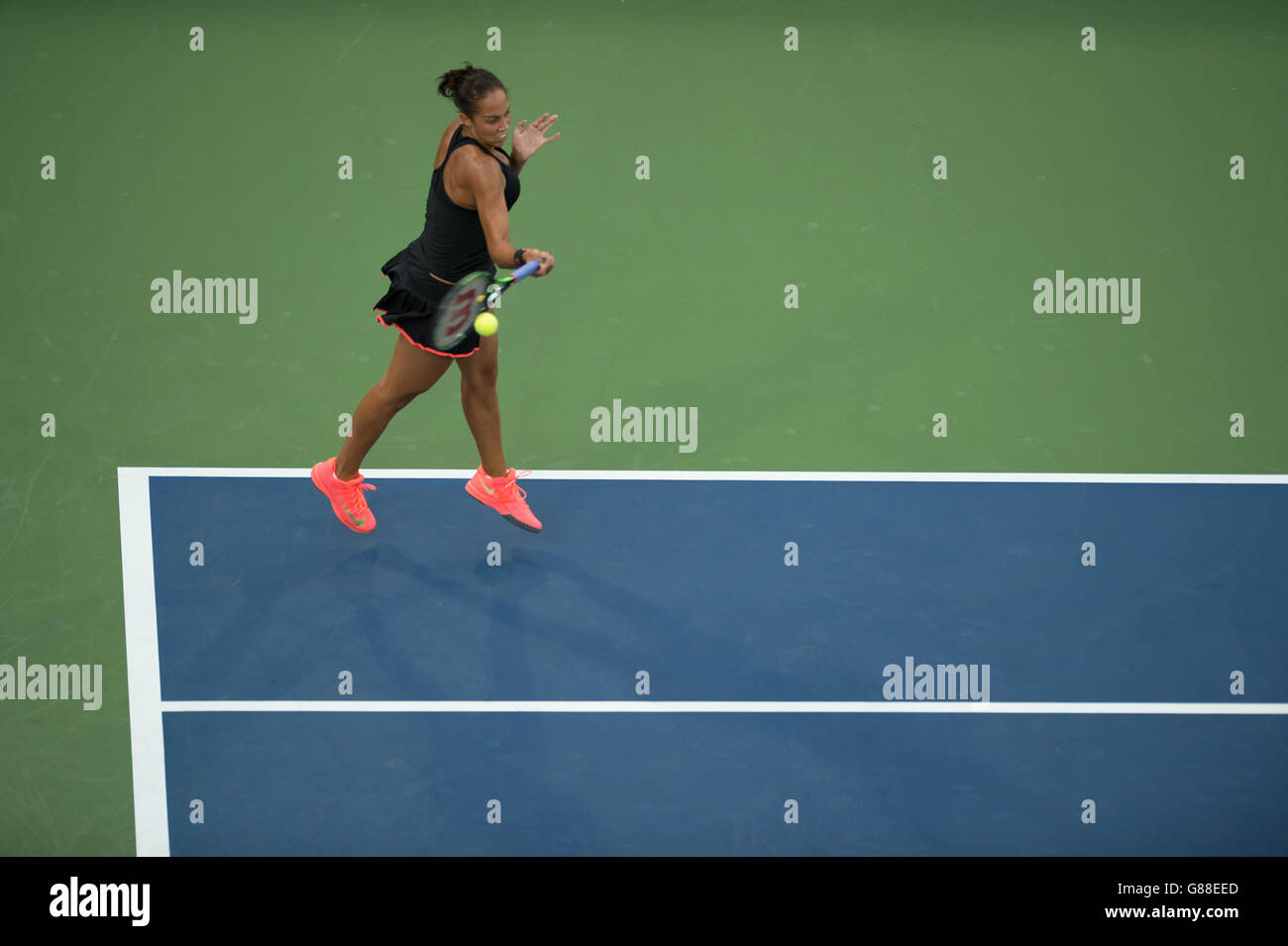 s singles match against Klara Koukalova on day one of the US Open at the US Open at the Billie Jean King National Tennis Center on August 31 2015 in New York, USA. Stock Photo