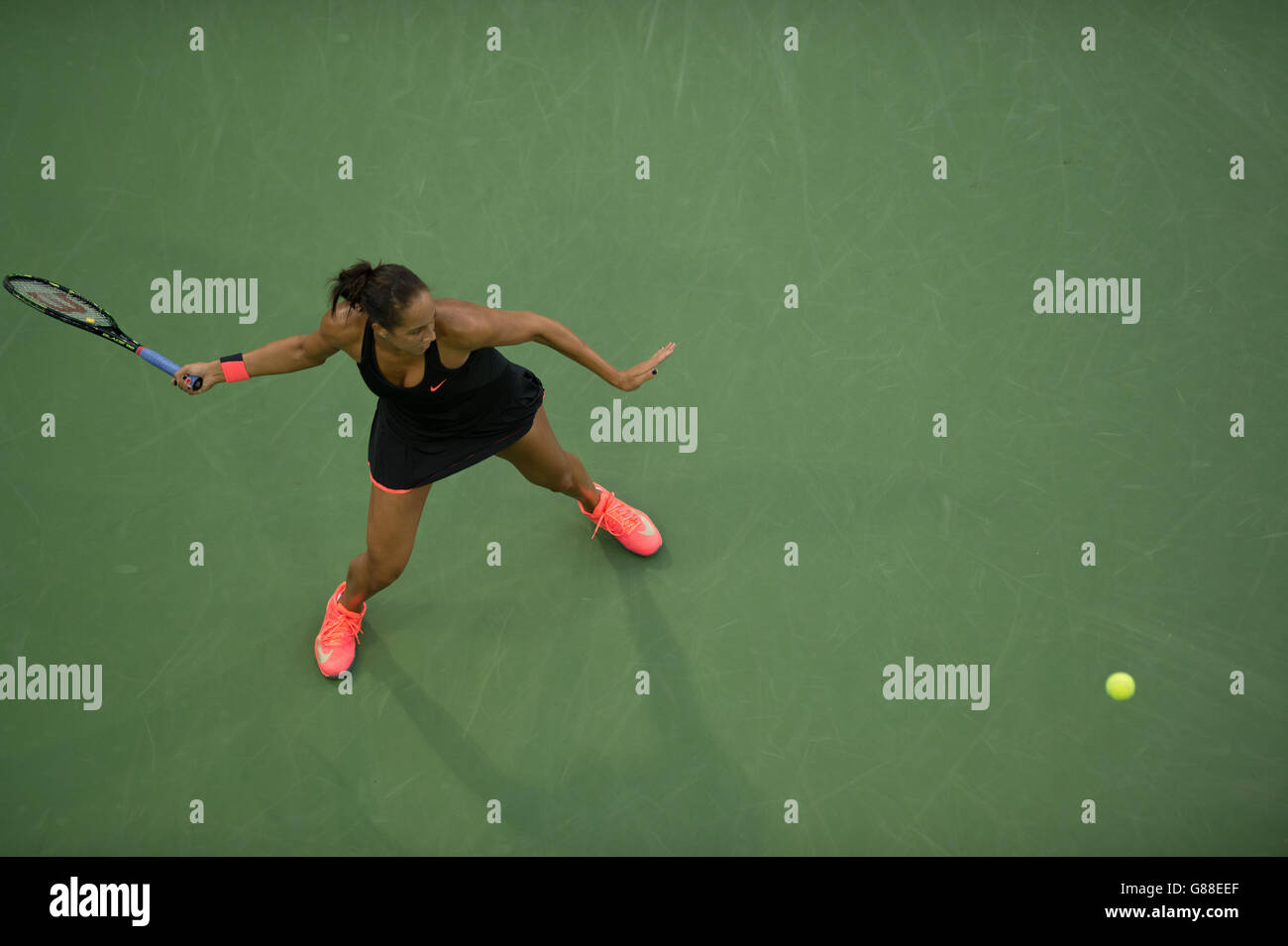 s singles match against Klara Koukalova on day one of the US Open at the US Open at the Billie Jean King National Tennis Center on August 31 2015 in New York, USA. Stock Photo