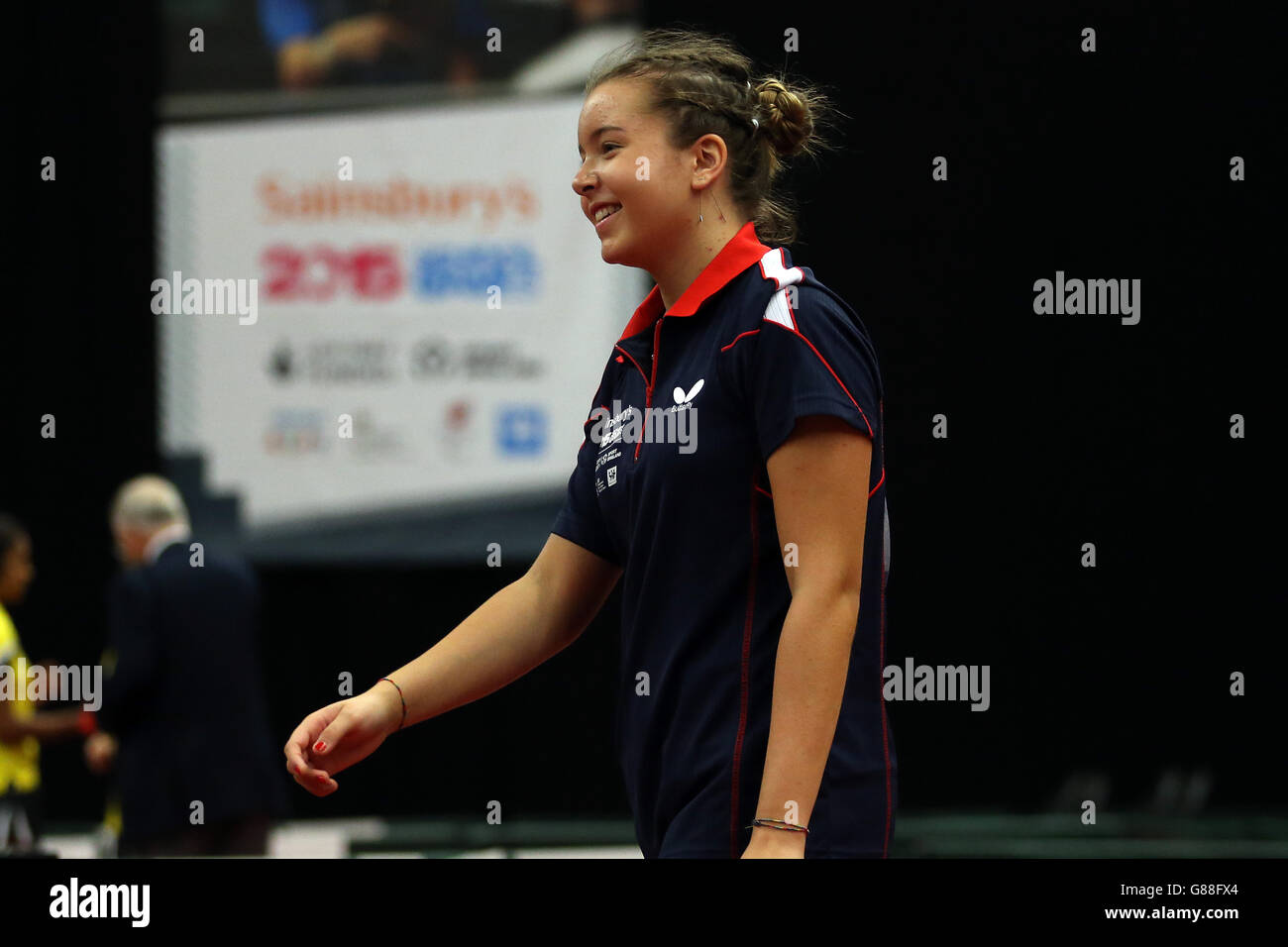 England South East's Denise Payet celebrates her victory during table ...