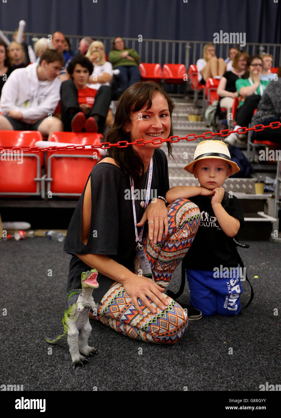 England's Kasjan Paszkowski's (not pictured) mother and brother watching the Mixed Epee Final at the Fencing during the Sainsbury's 2015 School Games in Manchester. PRESS ASSOCIATION Photo. Picture date: Saturday September 5, 2015. Photo credit should read: Steven Paston/PA Wire Stock Photo