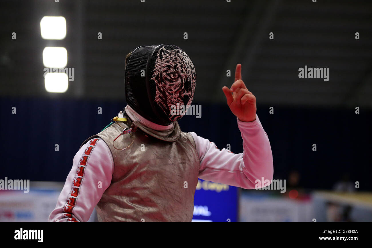 Wales' Celyn Lewis during the Men's Foil Final at the Fencing during the Sainsbury's 2015 School Games in Manchester. PRESS ASSOCIATION Photo. Picture date: Saturday September 5, 2015. Photo credit should read: Steven Paston/PA Wire Stock Photo