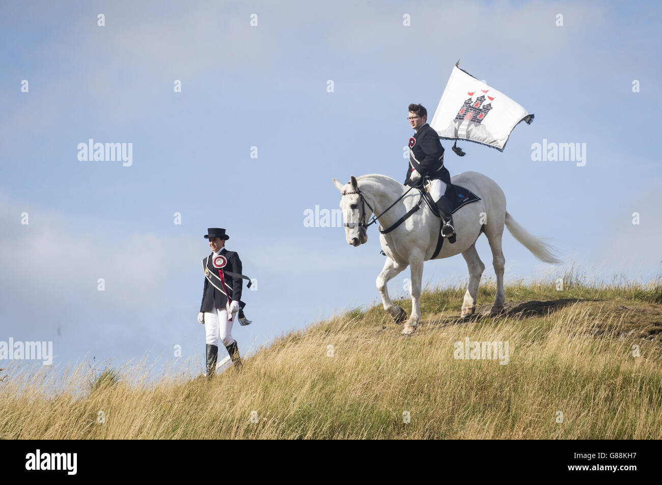 John Baxter riding Monarch the horse and Gemma Williamson during a