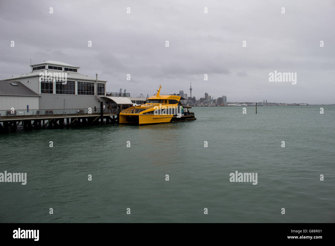 Explore Waiheke Fullers ferry D6 at the Devonport Ferry Terminal on the North Shore, Auckland. Stock Photo