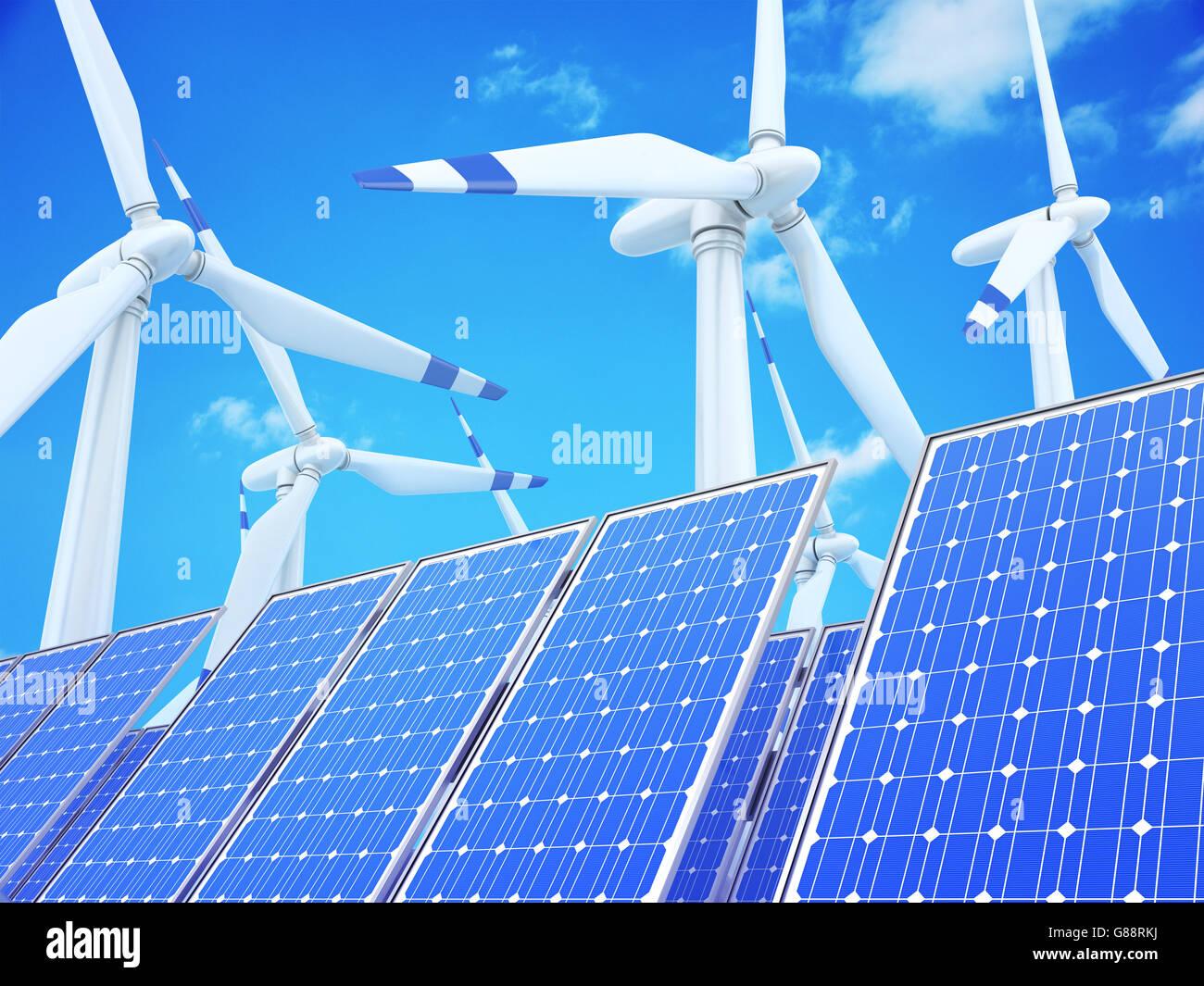Ecologically clean power engineering (done in 3d rendering) Stock Photo