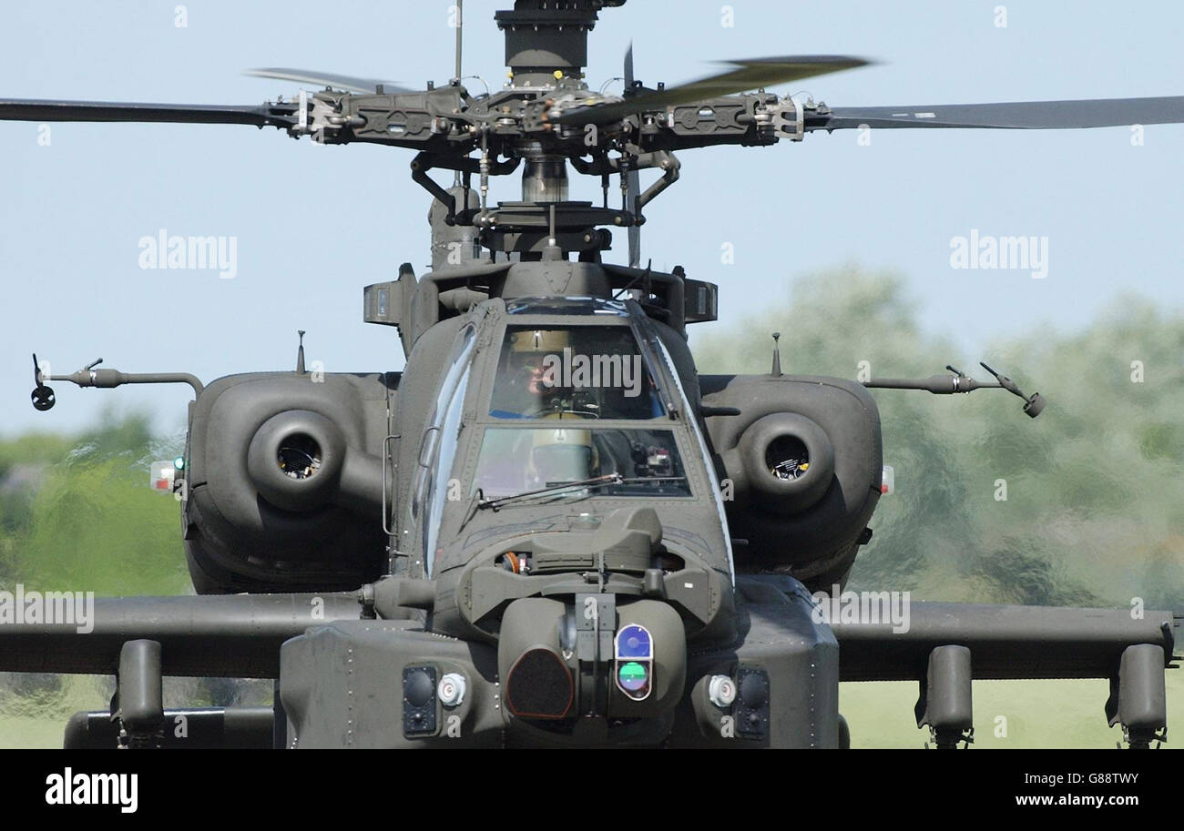 An Apache attack helicopter. The Army's new generation of attack helicopters, the Apache AH MK1, was declared fully operational. Stock Photo
