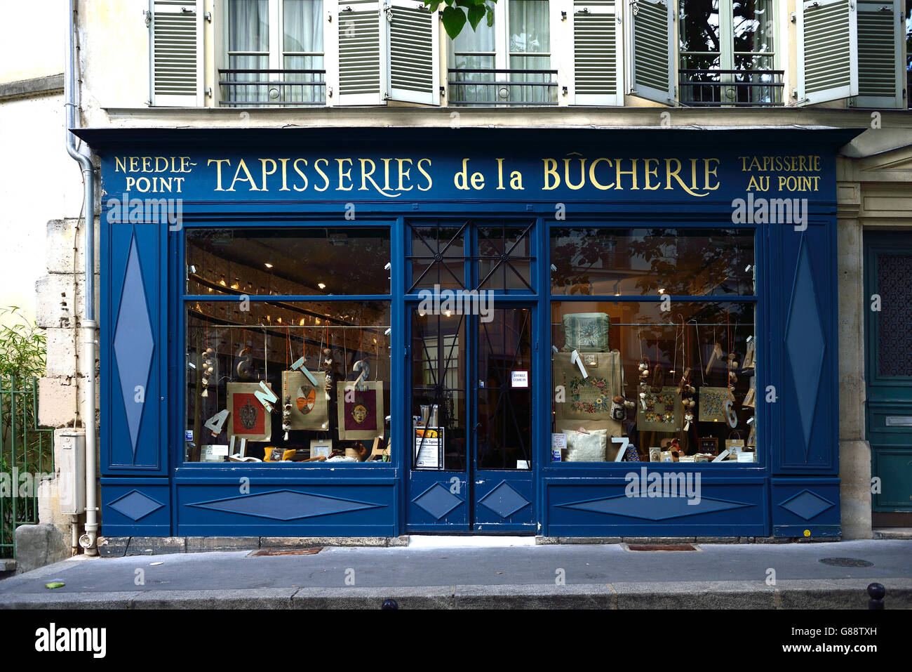 Tapisseries de la Bucherie, Rue du Haut Pave, Paris, France Stock Photo
