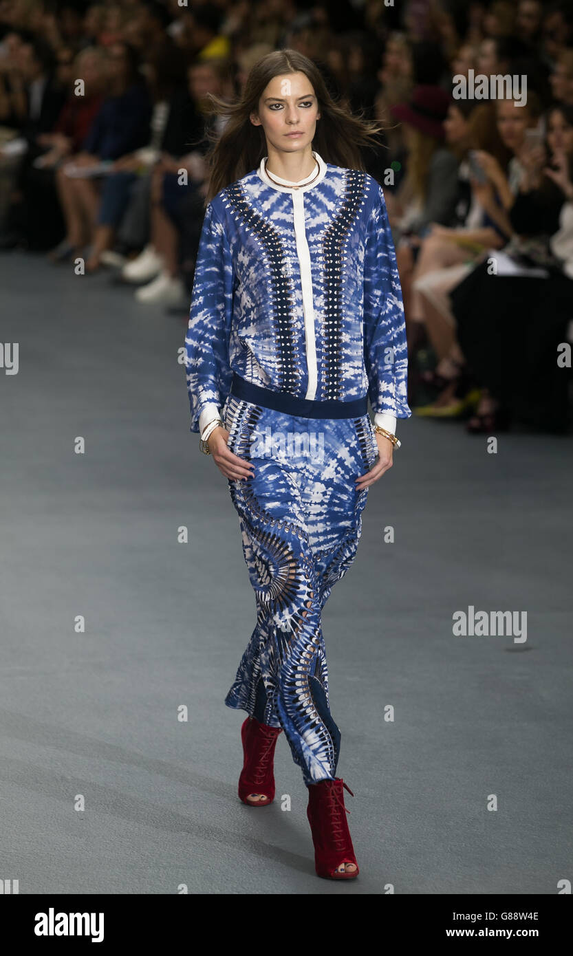 Issa Catwalk - London Fashion Week 2015. A model on the catwalk during ...